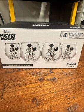 Jolt Mickey Mouse Stemless Drinking Glasses - Black Design (Set of 4)